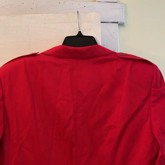 Escada Cotton Stretch Gorgeous Red Logo Button Lined Jacket